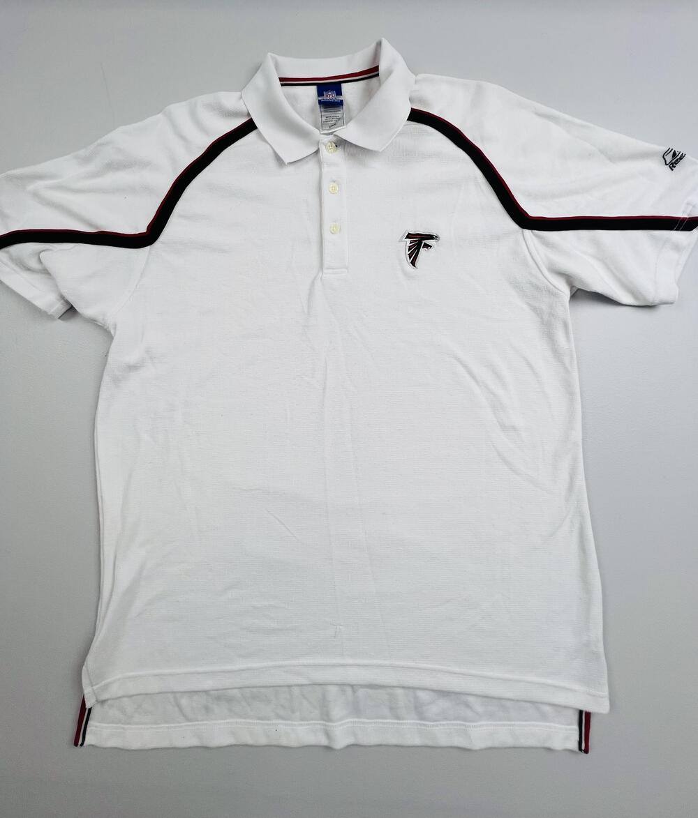 Atlanta Falcons Shirt Mens Large White NFL Football Reebok Polo Golf Top